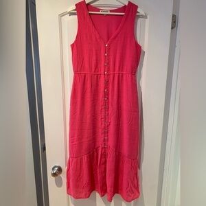 Nanette Lepore Dress Pink Fushia Sleeveless Buttons Long Maxi Sz 8 Flowy Summer
